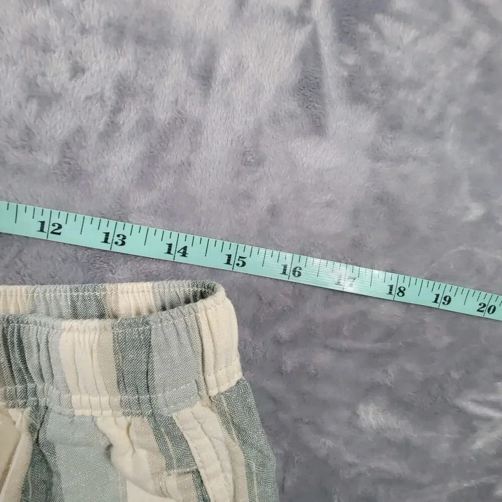 Katin Mens L Linen Cotton Pullon Elastic Waist Striped Shorts 6